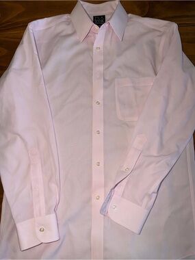 Jos. A. Bank Slim Fit 15-1/2-32 Light Pink Stripe Long-Sleeve Dress Shirt